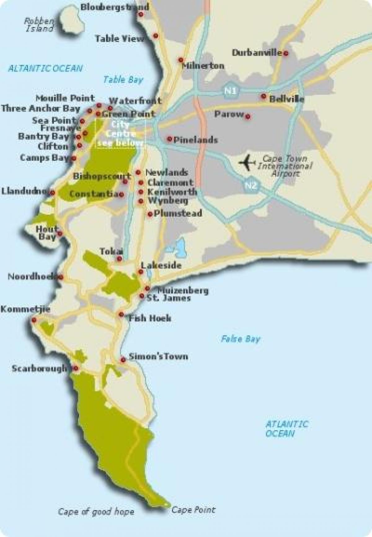 Cape Town kawasan peta