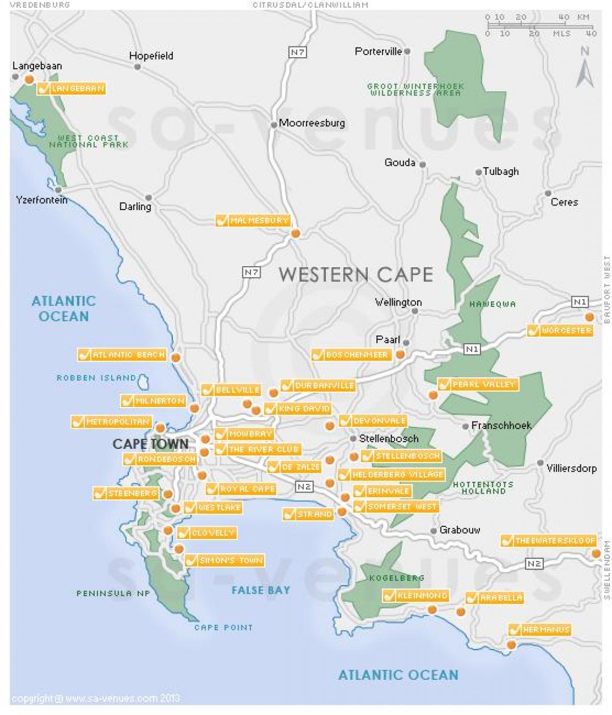 peta Cape Town kursus golf 