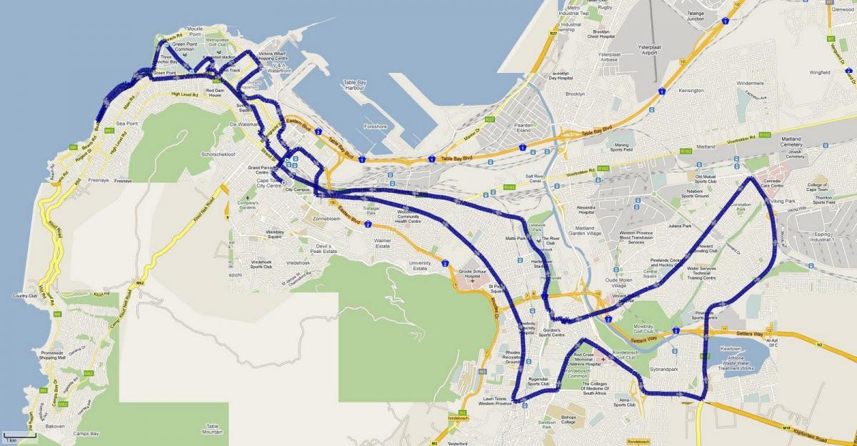peta Cape Town maraton laluan 