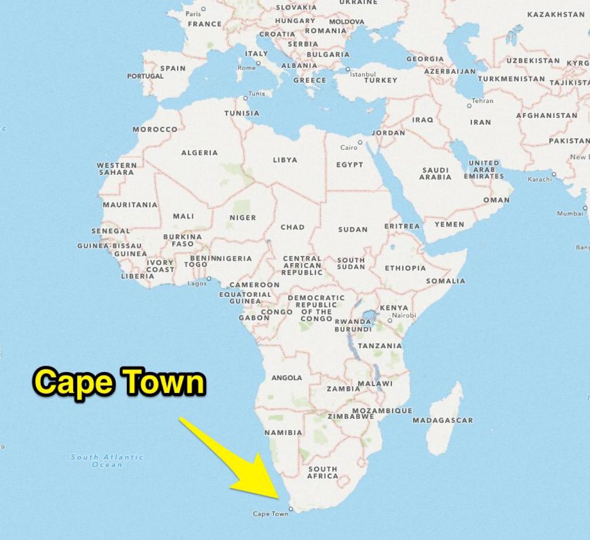 Cape Town lokasi di peta dunia