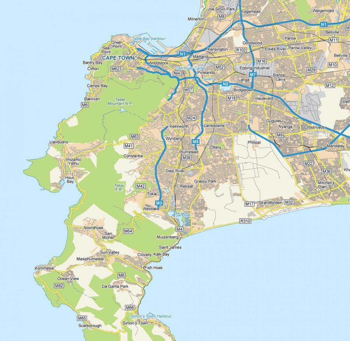 peta diep sungai Cape Town