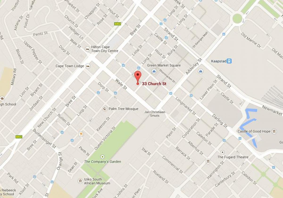 peta jalan church di Cape Town 