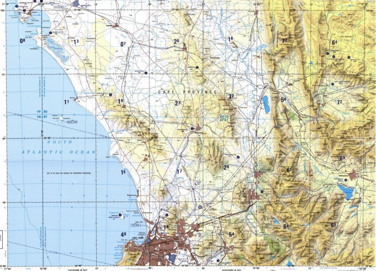 Cape Town peta topografi