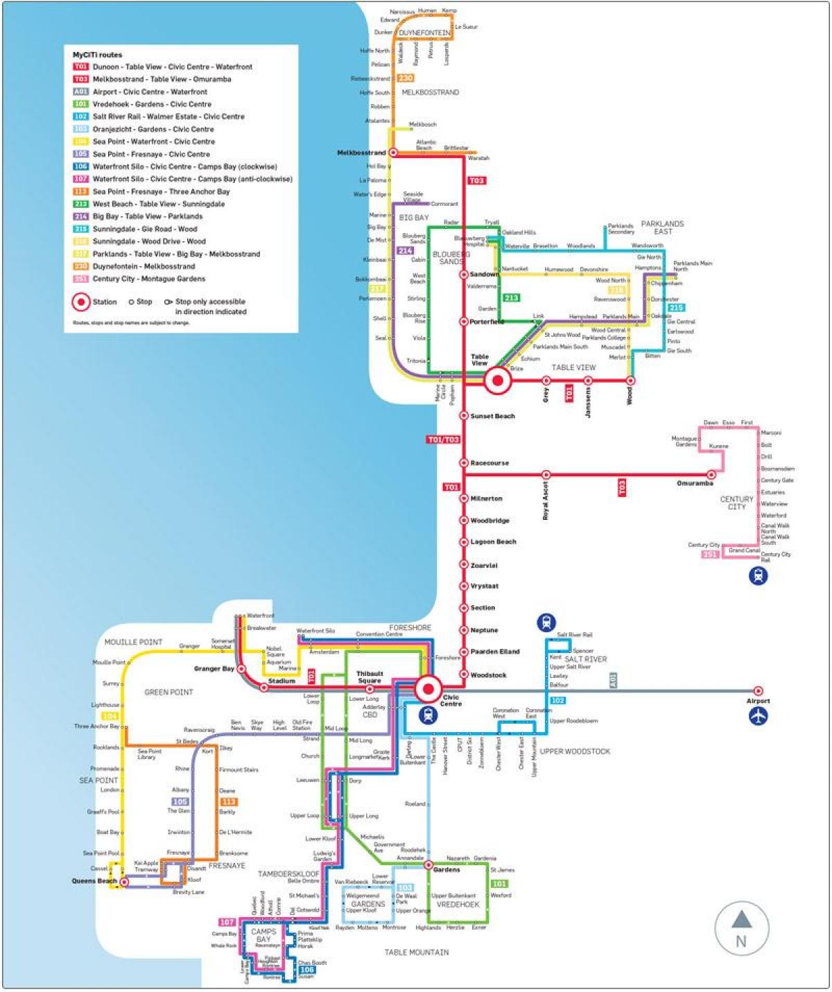 Cape Town myciti bas peta laluan