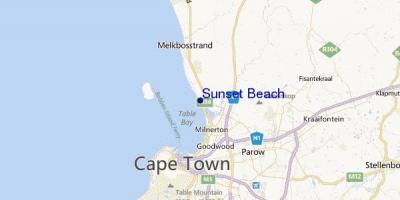 Peta matahari terbenam di pantai Cape Town