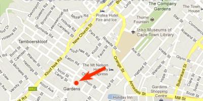 Peta taman pusat membeli-belah di Cape Town